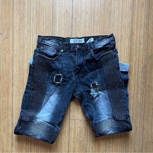 distressed zipper jeans